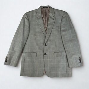 Lauren Ralph Lauren Blazer 40R Beige Wool/Silk Houndstooth Jacket Sports Coat